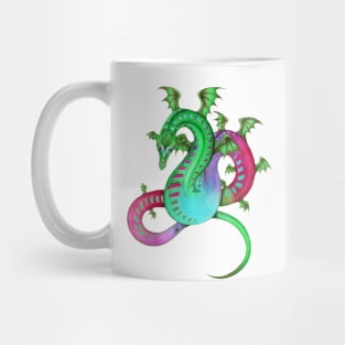 Fabulous Rainbow Dragon in Green, Teal, and Pink Mug